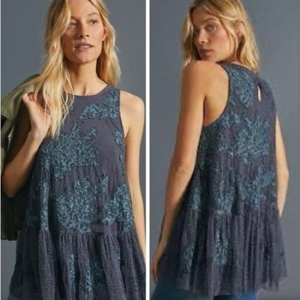 Anthropologie Neomia Applique Lace Tunic Blouse